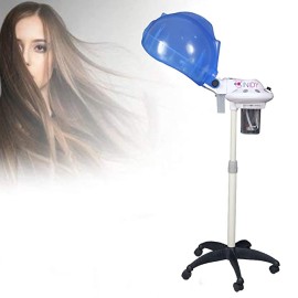 CINIDY Stand Hair Dryer Steamer,Adjustable Height Salon Hair Steamer &Conditioning Ozone Hair Steamer Spa Machine, Professional Hot Oil Hair Steam for Spa Home Hairdressing (white & blue color)