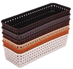 KSP HOME Plastic (Pack of 6) Multipurpose Desk Organizer Tray Office Drawer Dividers Storage Bins for Kitchen, Bathroom, Office, Makeup, Bedroom Dresser, Craft Basket Rack Multicolour (23×8×5 cm)